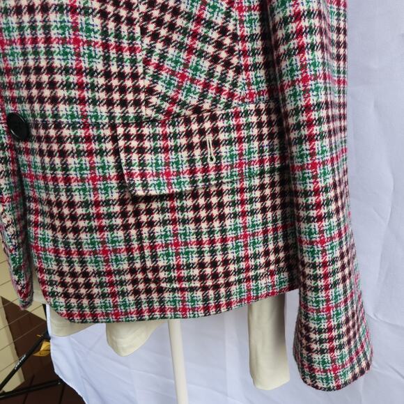 Talbots Houndstooth Wool-Blend Coat 14W Open Front Button-Up Lined Preppy Plaid - Picture 6 of 16